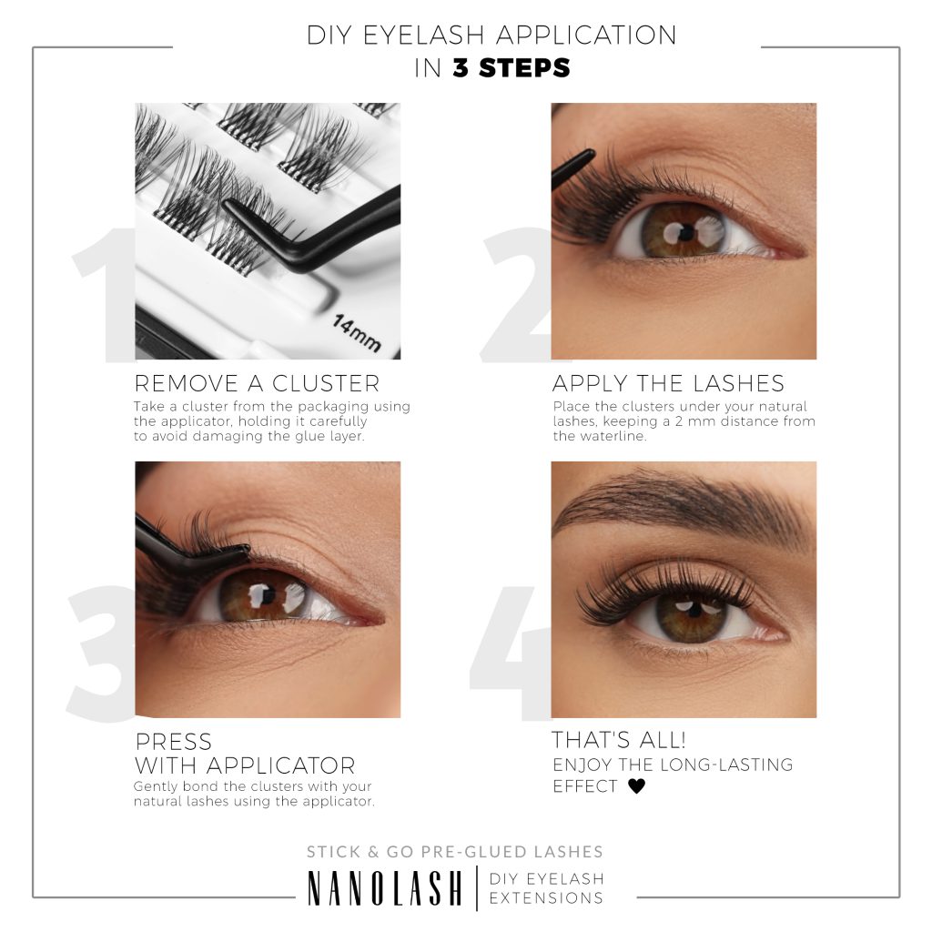 nanolash how to apply pre glued eyelashes